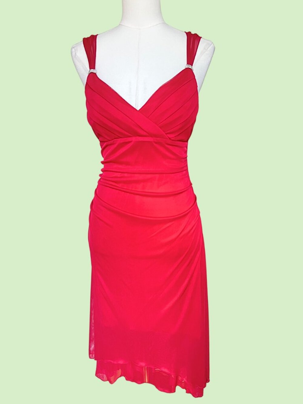 Y2K Scarlett Nite Red Ruched Evening Dress